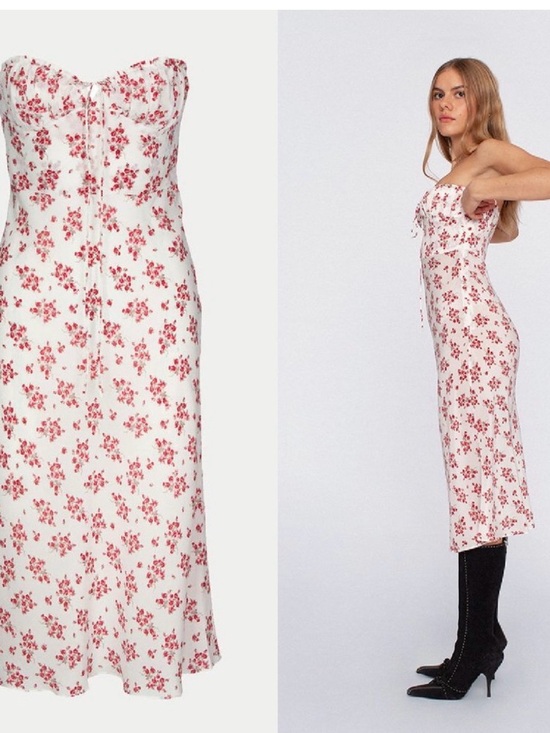 Realisation Par Dresses & Skirts - Realisation Par The Iris Strapless Midi Dress in Pleasures - Small
